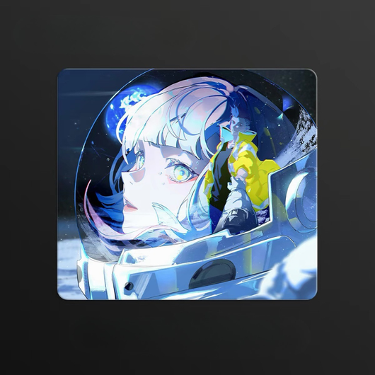 Lucy on the Moon Cyberpunk Edgeruners Glass Mousepad