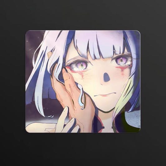 Lucy Crying Cyberpunk Edgeruners Glass Mousepad
