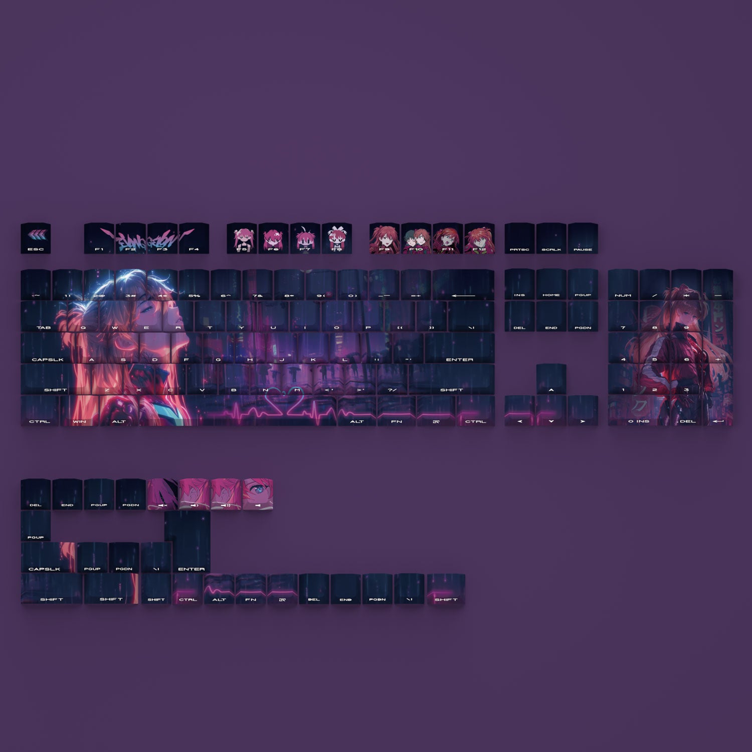 Asuka Neon Pulse Evangelion Keycaps