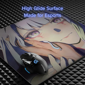 Lucy Crying Cyberpunk Edgeruners Glass Mousepad