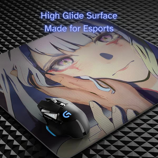 Lucy Crying Cyberpunk Edgeruners Glass Mousepad