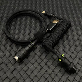 Coiled USB-C Keyboard Cable – Aviator Connector, Handmade to Order