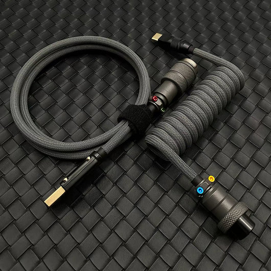 Coiled USB-C Keyboard Cable – Aviator Connector, Handmade to Order