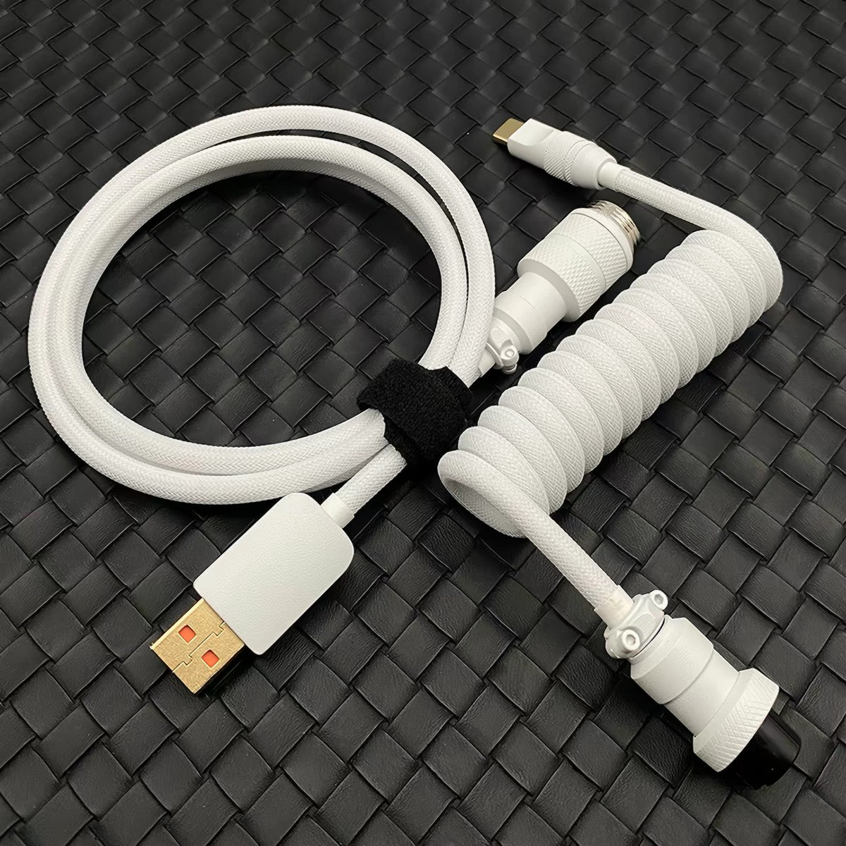 Coiled USB-C Keyboard Cable – Aviator Connector, Handmade to Order