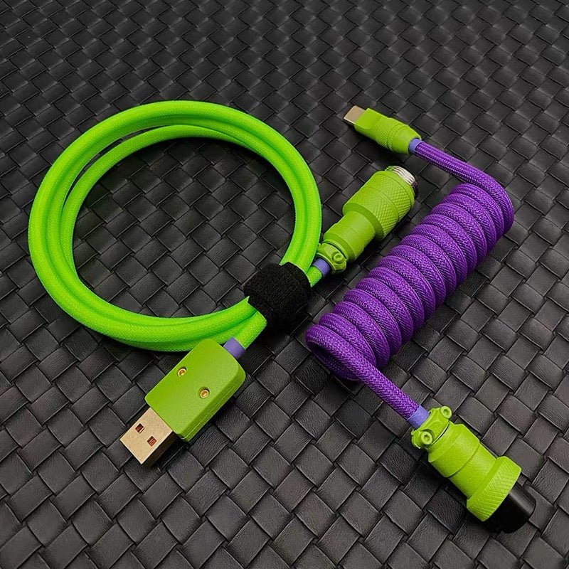 Coiled USB-C Keyboard Cable – Aviator Connector, Handmade to Order