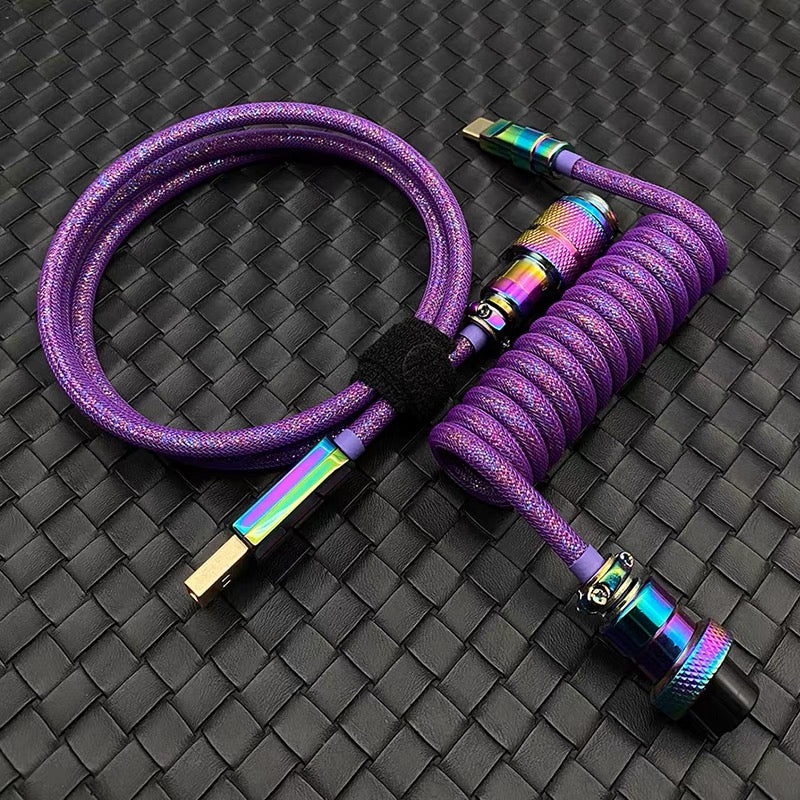 Coiled USB-C Keyboard Cable – Aviator Connector, Handmade to Order