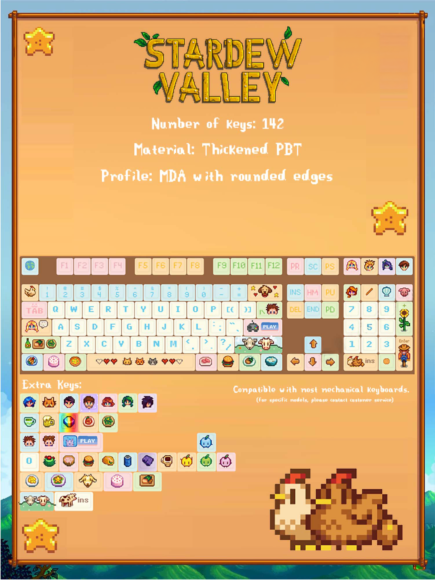 Stardew Valley Keycaps 139 Key PBT MDA Profile Set