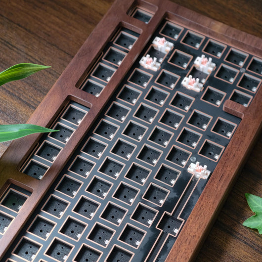 75% Solid Walnut Wood Custom Mechanical Keyboard Kit Tri-Mode RGB For Cherry MX Switches
